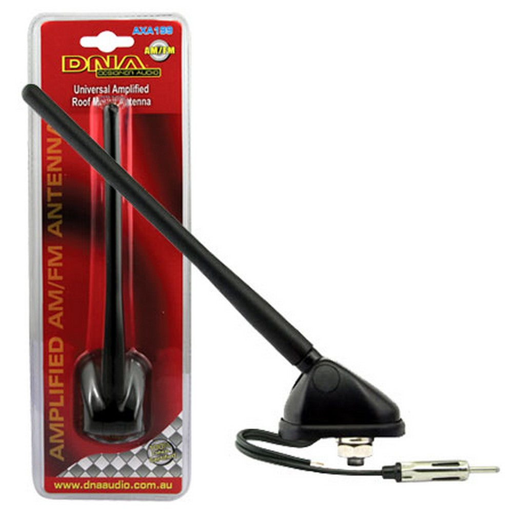 AERIAL UNIVERSAL AMPLIFIED AM/FM ROOF MOUNT WITH 180MM RUBBER MAST