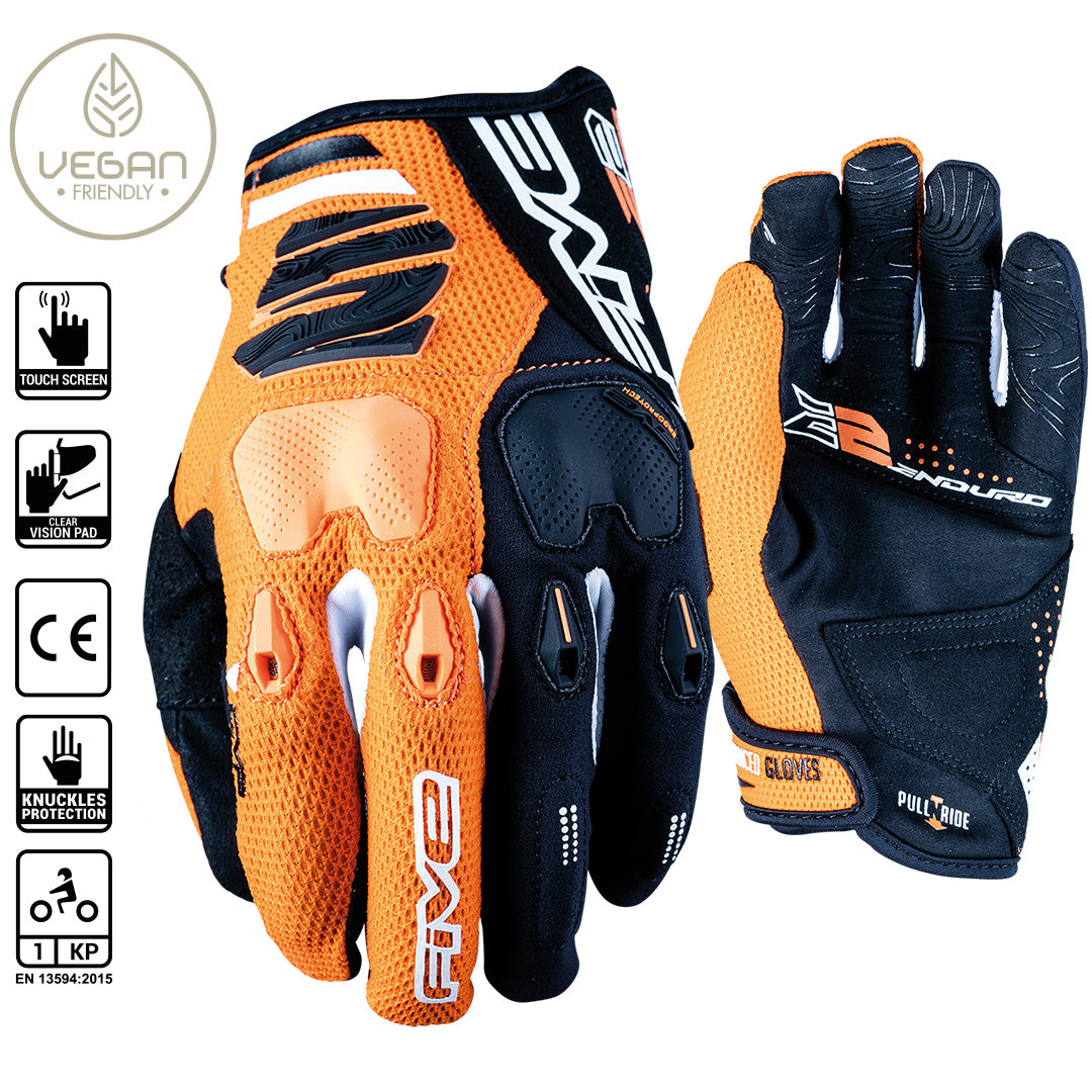 FIVE E2 Enduro Gloves - Orange Black