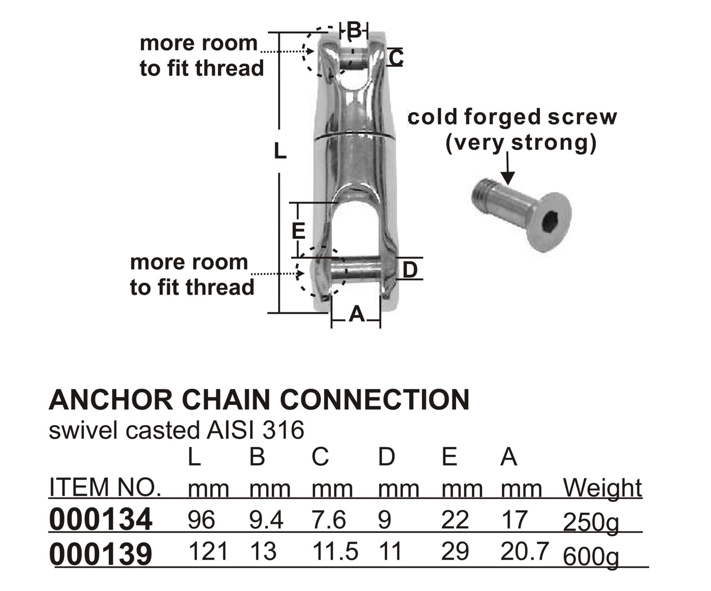 Anchor Chain Swivel. HOMER - TENOB 8-10MM