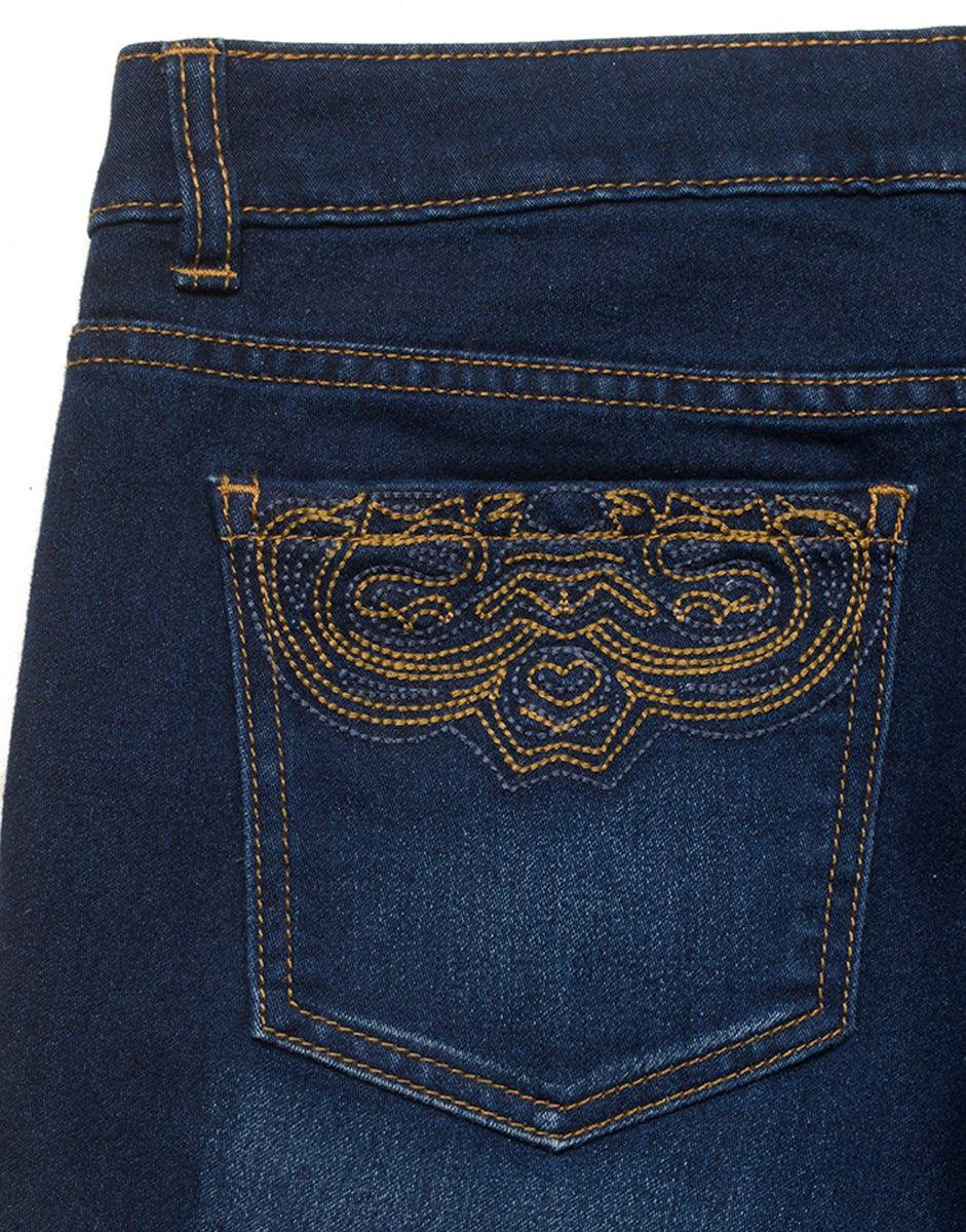 Classic 5 Pocket Midrise Bootleg Jeans - Dark Blue