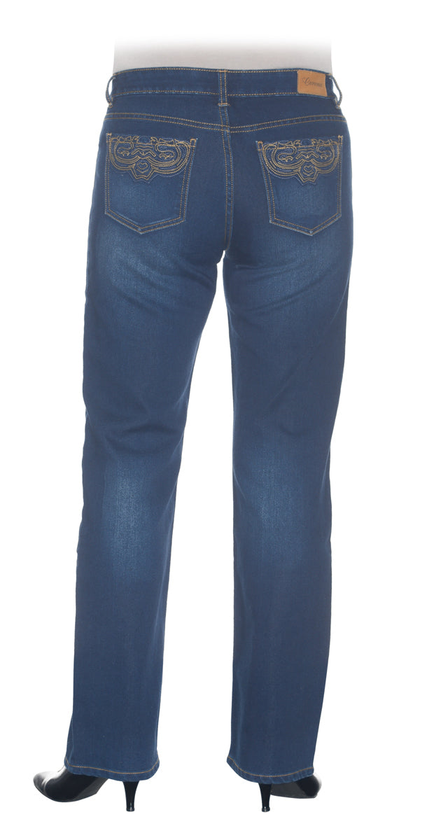 Classic 5 Pocket Midrise Bootleg Jeans - Dark Blue