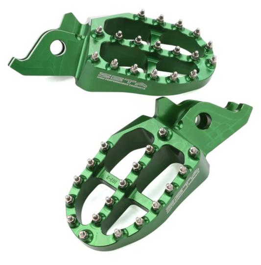 Zeta Aluminum Footpegs KX250F/450F Green
