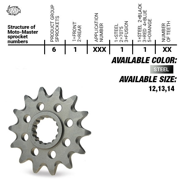 SPROCKET FRONT MOTO MASTER STEEL 13 TOOTH SHERCO