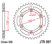 JT Sprockets Rear OE Steel Self Cleaning 49T #520 JTR897.49SC