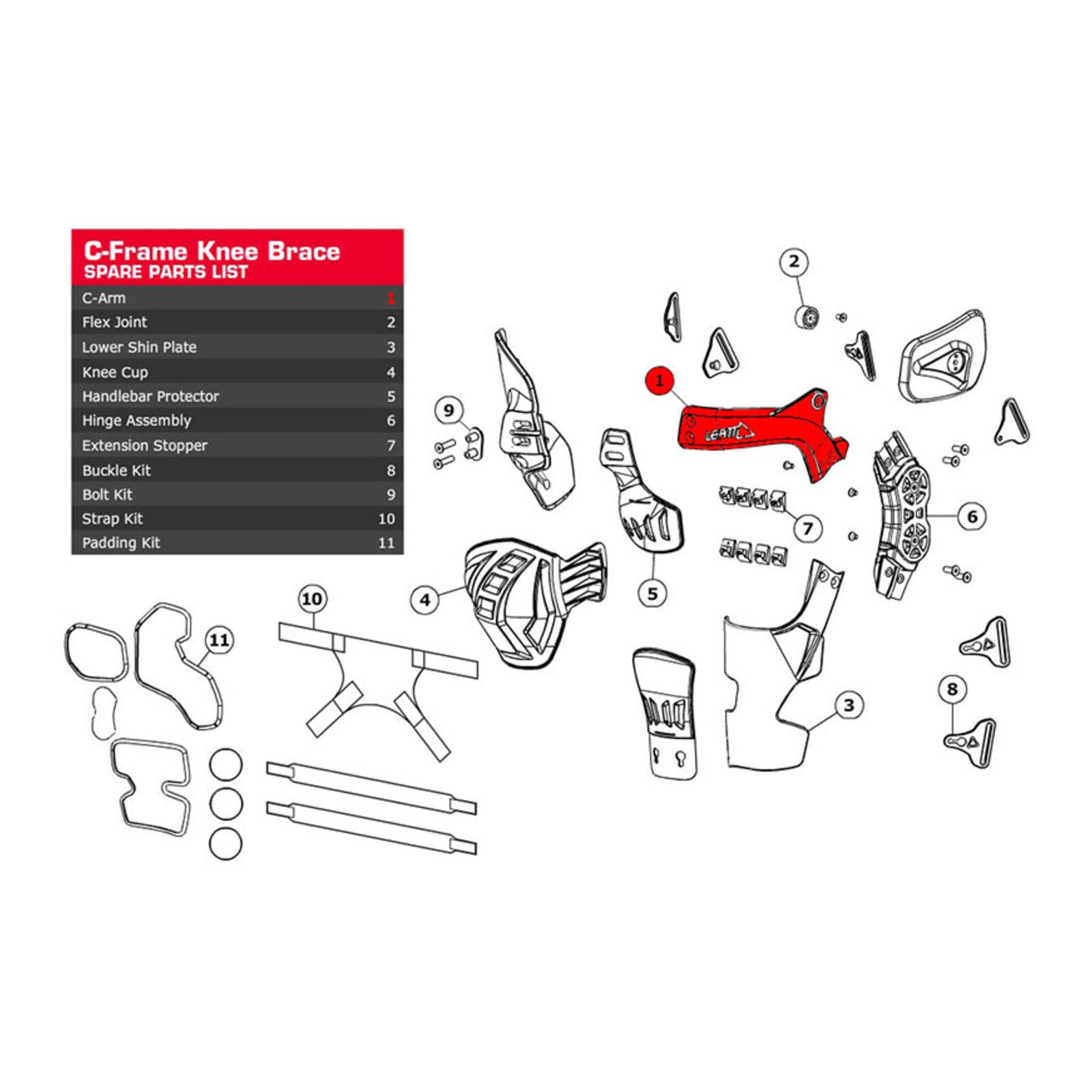 Leatt C-Frame C-Arm Aluminium - Forged Left (2XL)