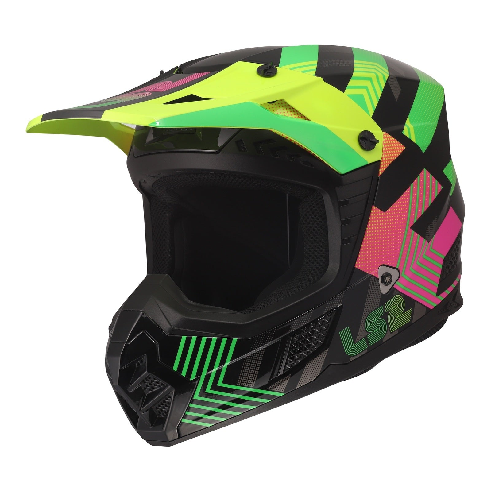 LS2 MX706J COZ Junior Helmet - Chromatic Black / Hi-Vis Pink 06
