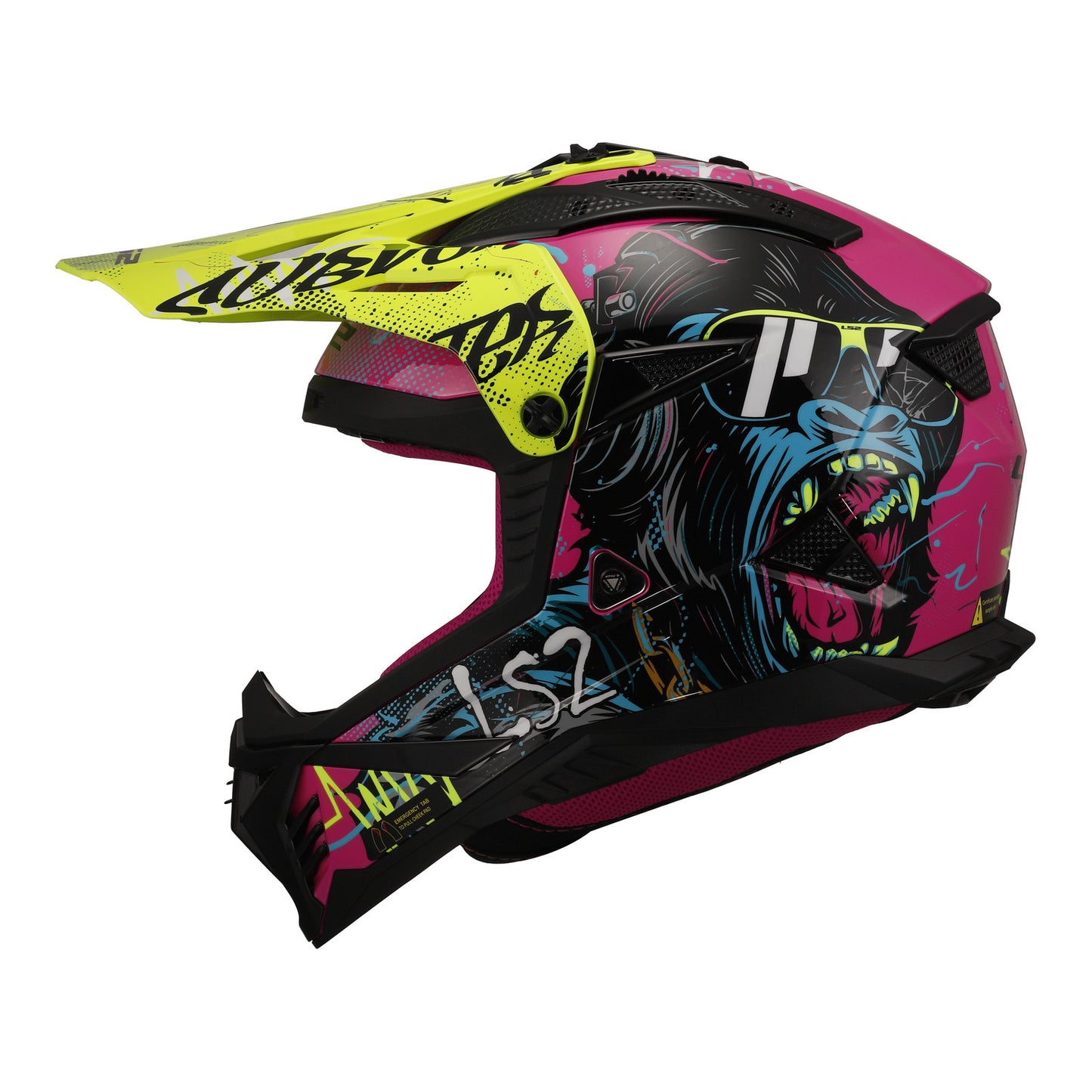 LS2 MX708 Fast II Gorilla Helmet - Purple / Hi-Vis Yellow 06