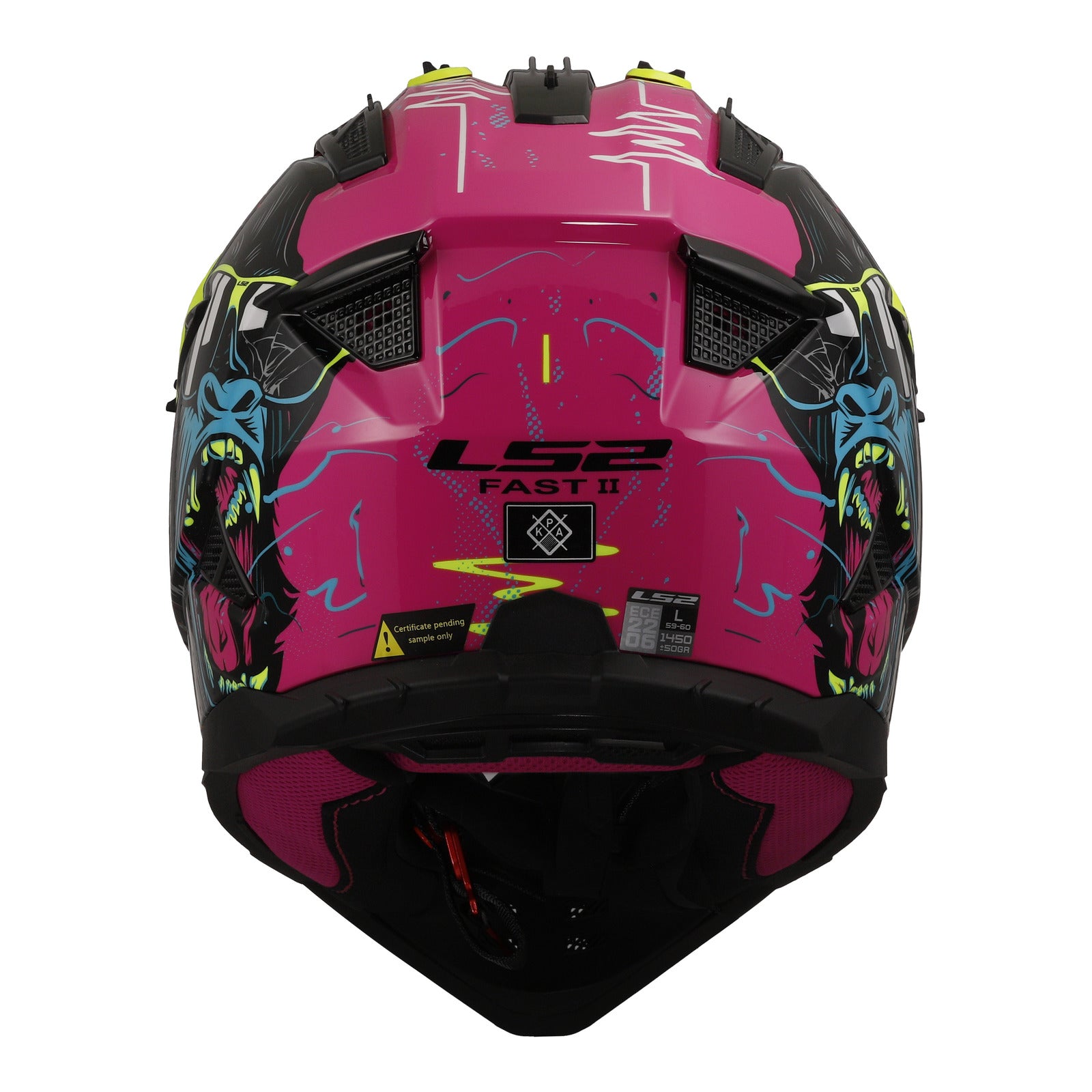 LS2 MX708 Fast II Gorilla Helmet - Purple / Hi-Vis Yellow 06