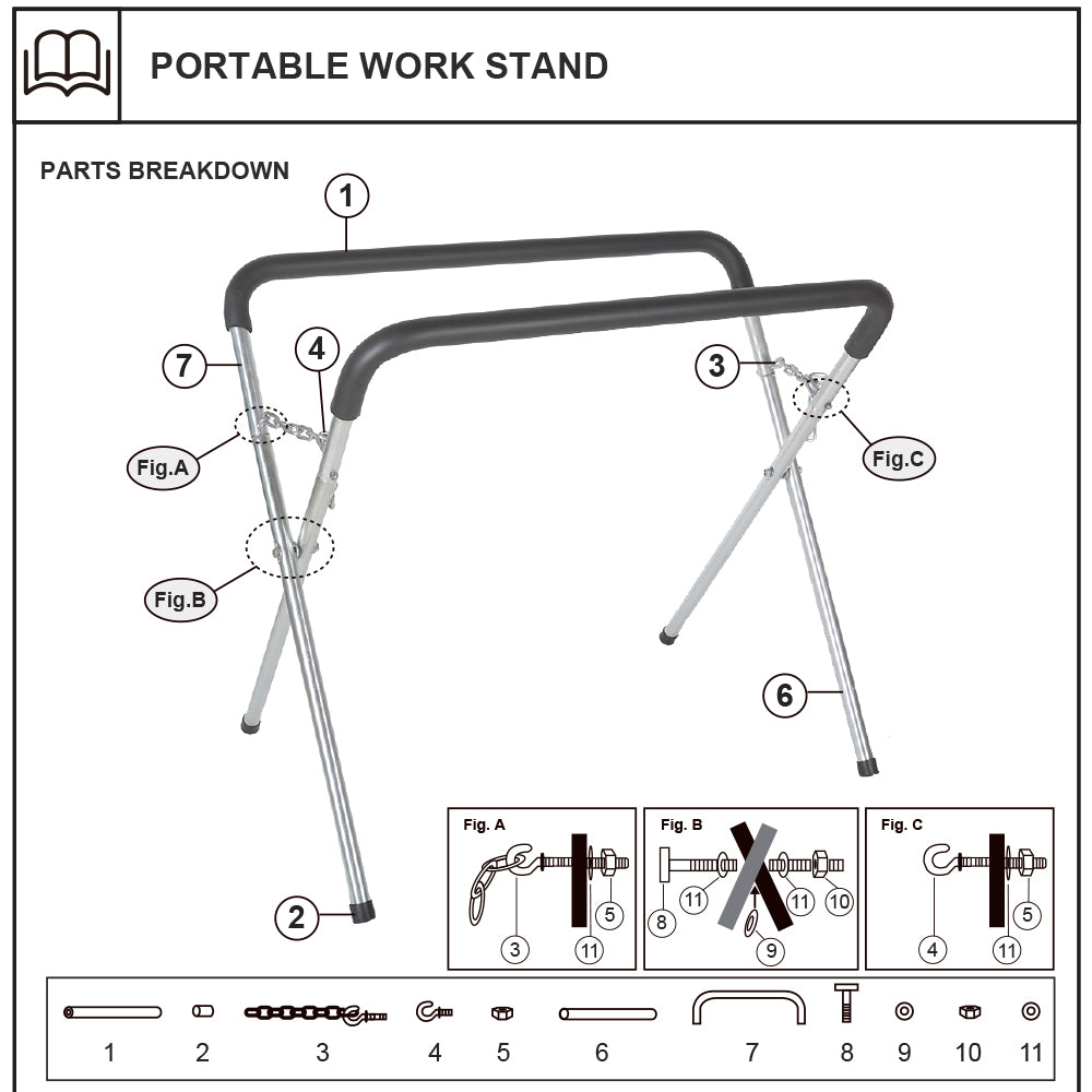 EDS AUTO PORTABLE WORK STAND SPARE CHAIN WITH EYE BOLT
